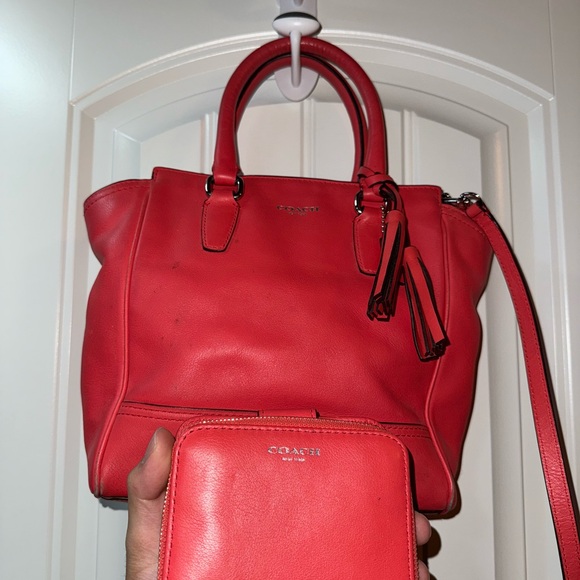 Coach Cherry Red Leather Tote - Picture 5 of 6